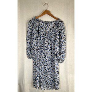 Georges Rech Paris Women Size 36 Vintage French Farmhouse Dress Blue Silk Floral